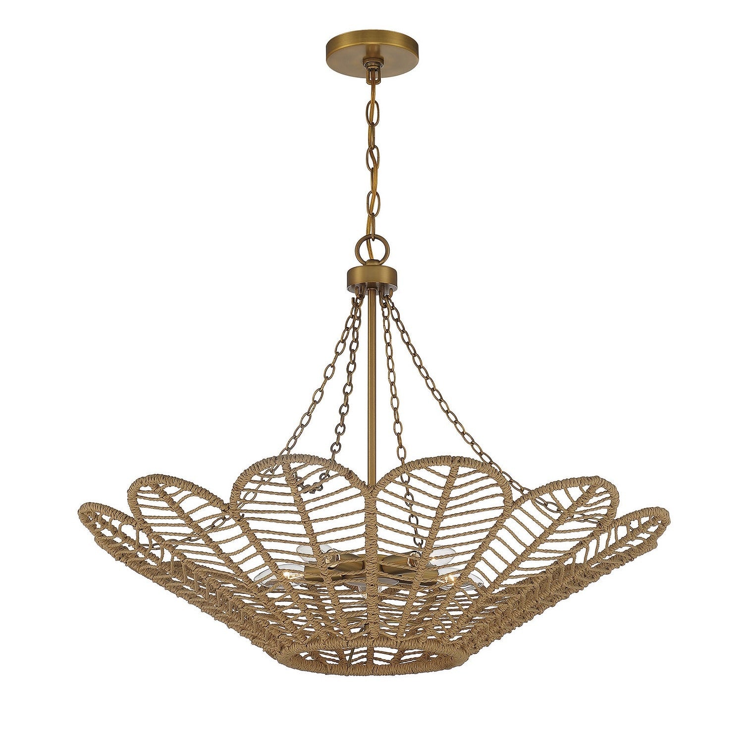 Savoy House - 7-1825-5-320 - Five Light Pendant - Cyperas - Warm Brass and Rope