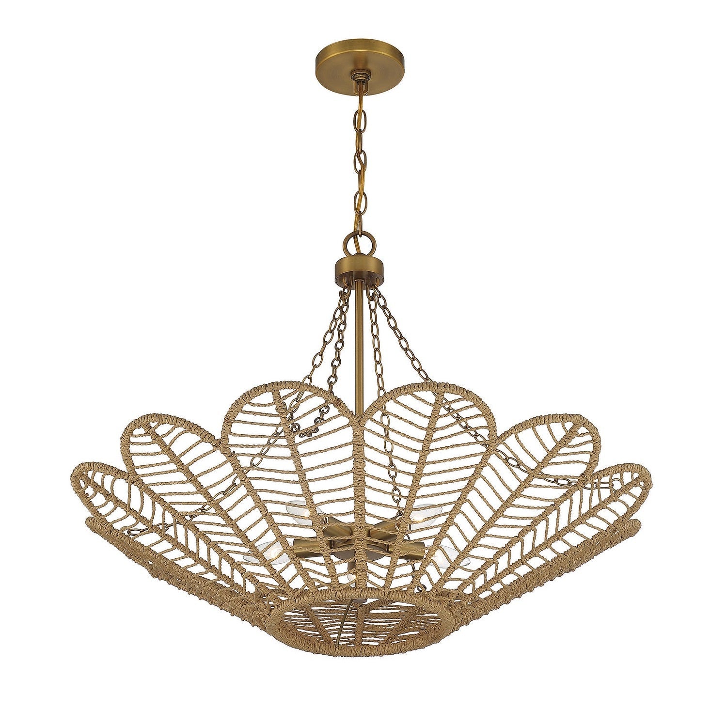 Savoy House - 7-1825-5-320 - Five Light Pendant - Cyperas - Warm Brass and Rope