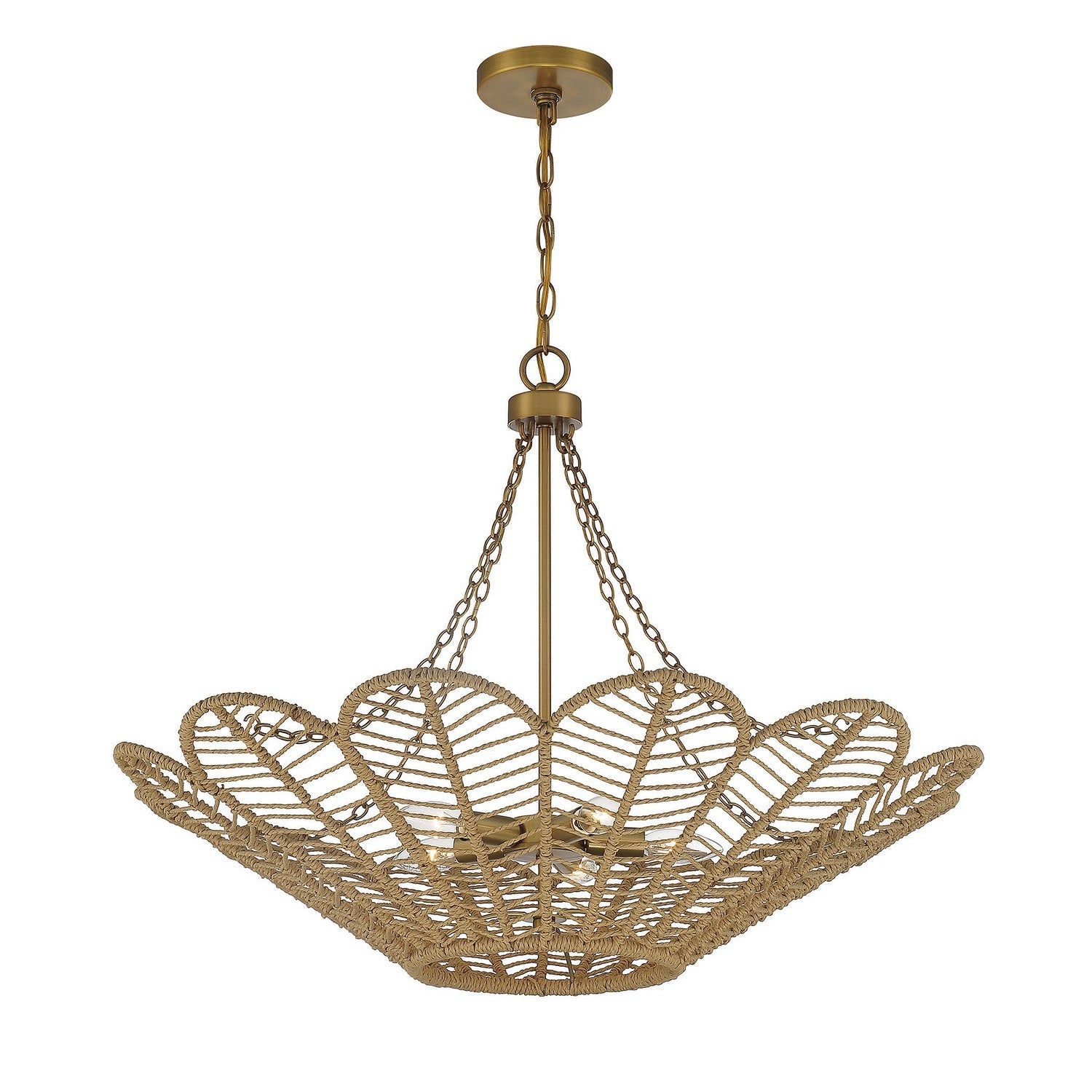 Savoy House - 7-1825-5-320 - Five Light Pendant - Cyperas - Warm Brass and Rope