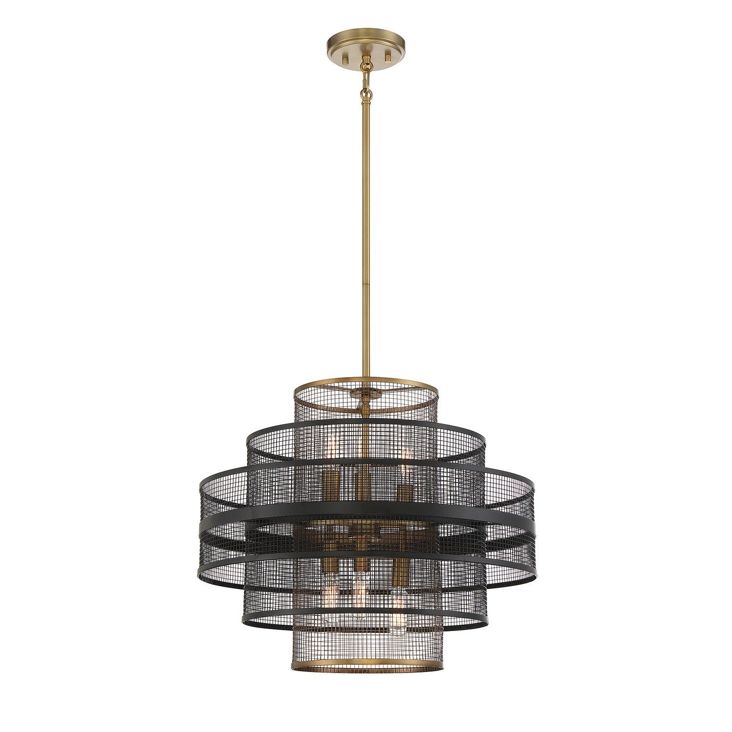 Savoy House - 7-1927-6-143 - Six Light Pendant - Kelvin - Matte Black with Warm Brass