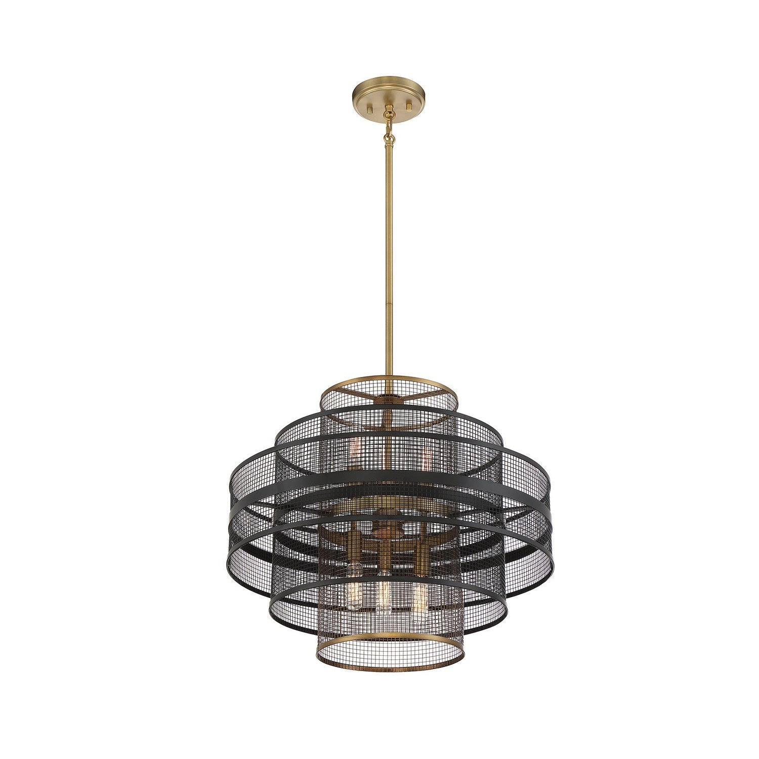 Savoy House - 7-1927-6-143 - Six Light Pendant - Kelvin - Matte Black with Warm Brass