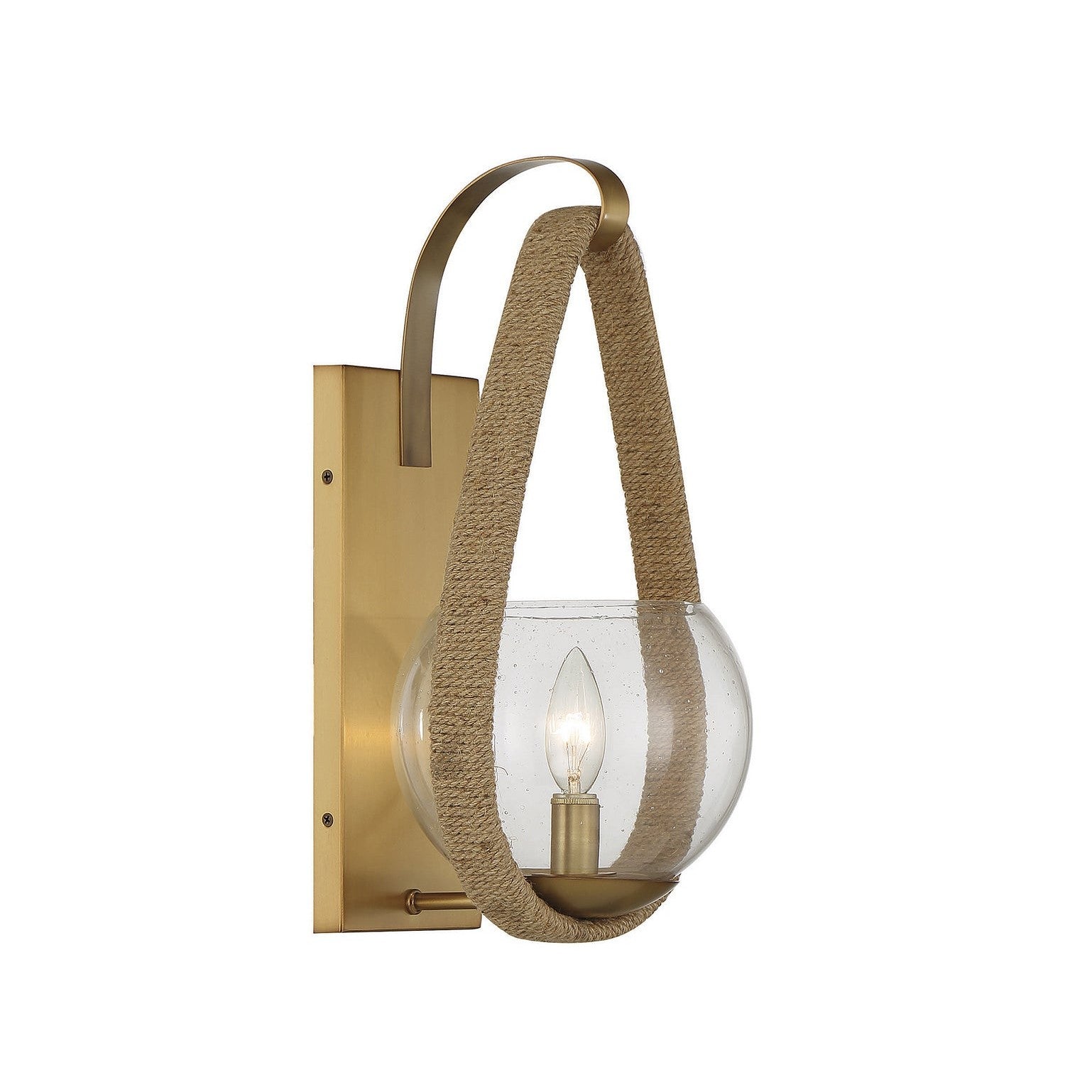 Savoy House - 9-1826-1-320 - One Light Wall Sconce - Ashe - Warm Brass and Rope