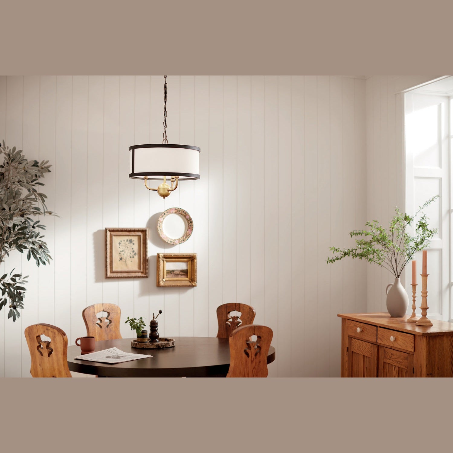 Kichler - 52465NBR - Three Light Chandelier/Semi Flush - Heddle - Natural Brass
