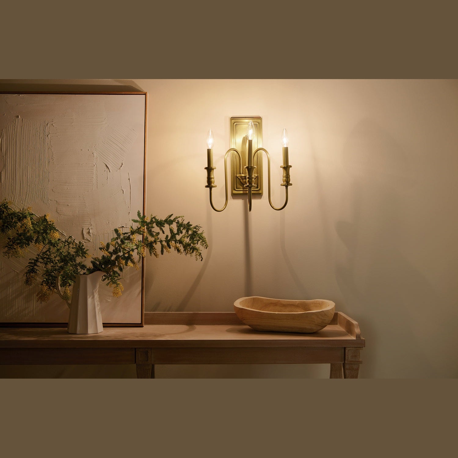 Kichler - 52473NBR - Three Light Wall Sconce - Karthe - Natural Brass