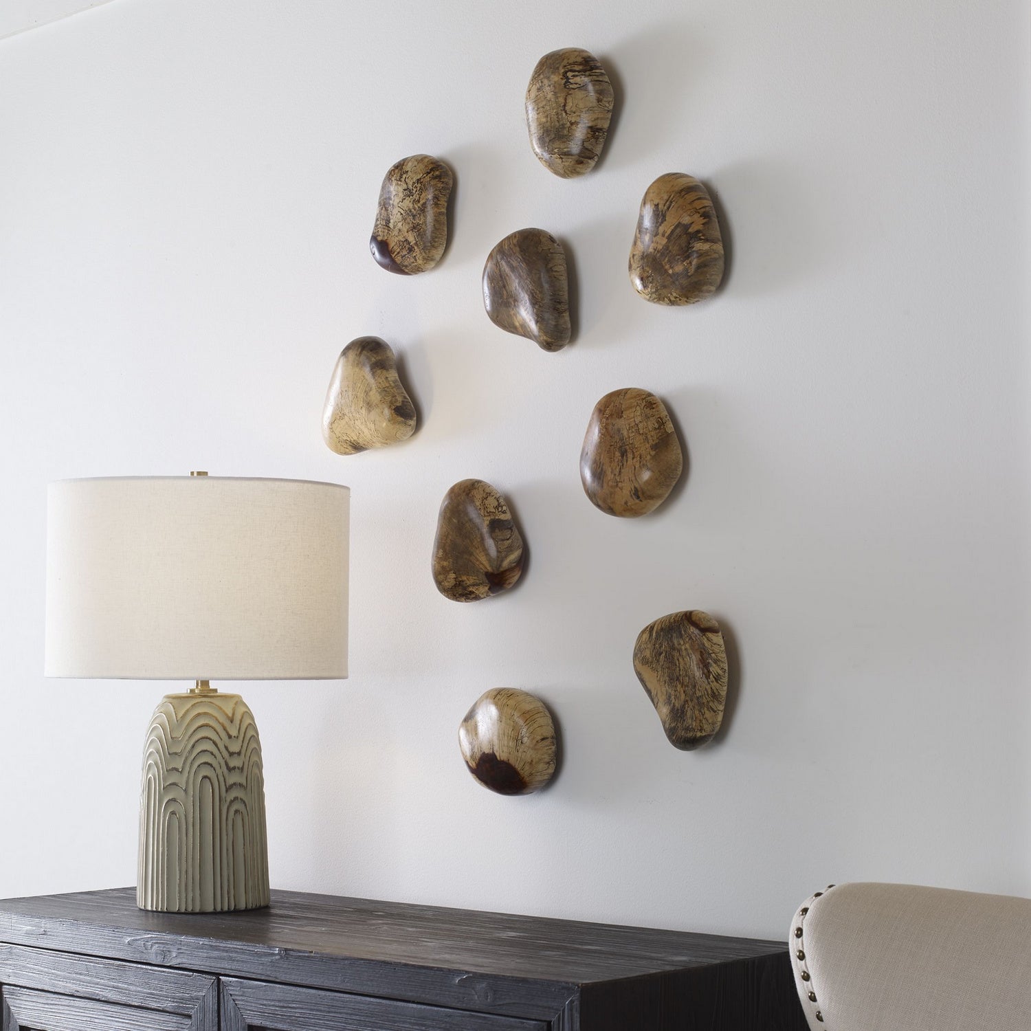 Uttermost - 04324 - Wall Decor, S/9 - Pebbles - Natural Blonde