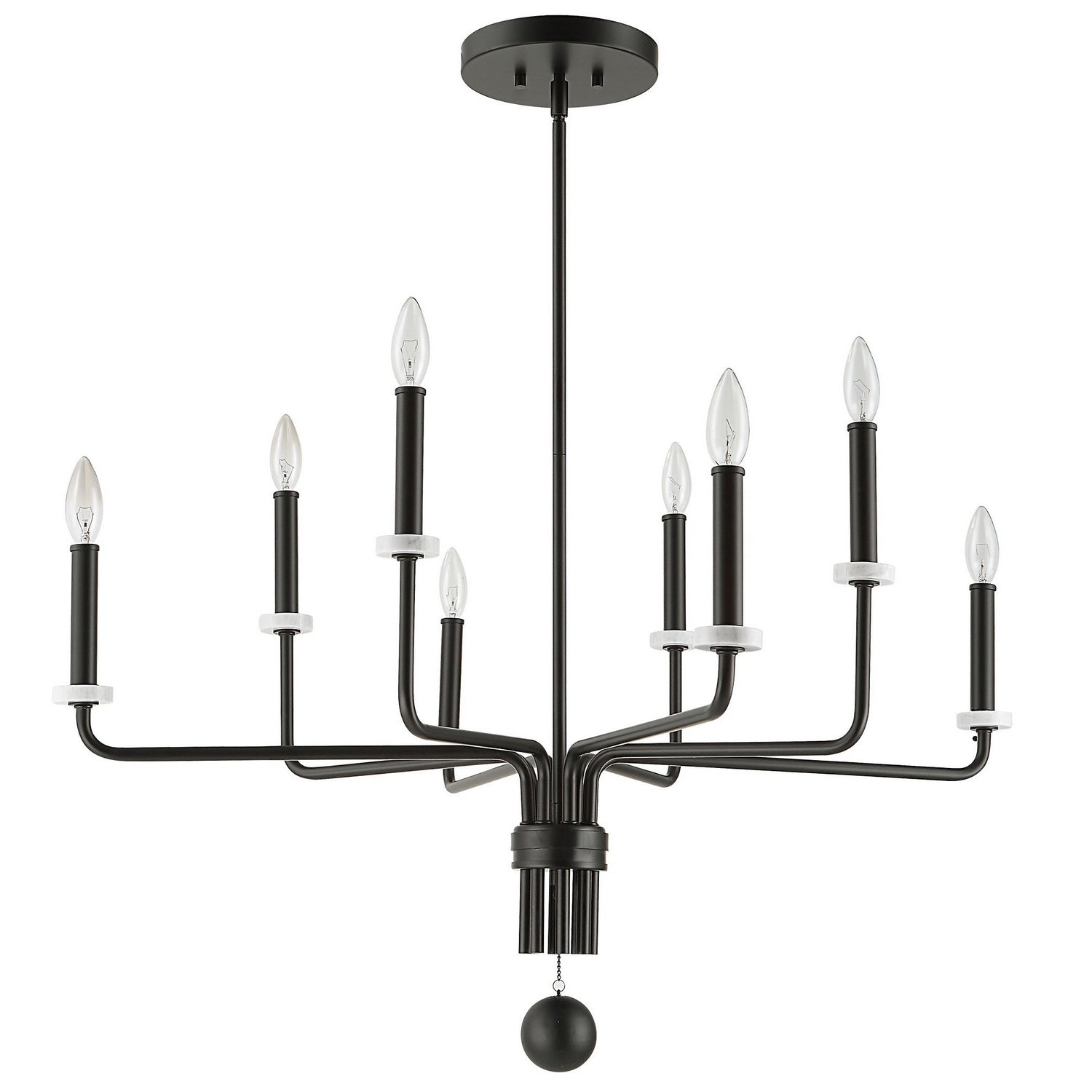 Uttermost - 21353 - Eight Light Chandelier - Ebony - Matte Black With White Marble