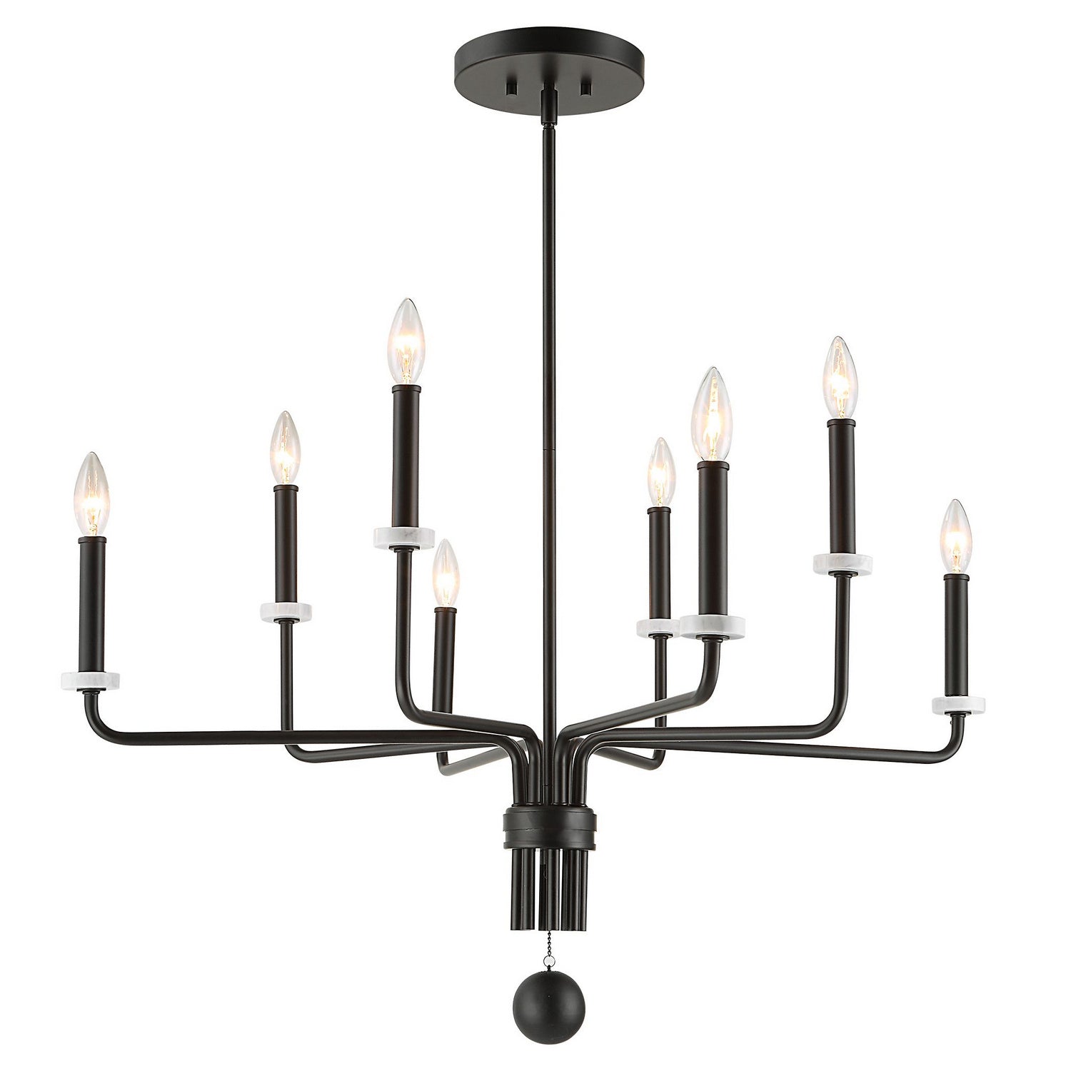 Uttermost - 21353 - Eight Light Chandelier - Ebony - Matte Black With White Marble