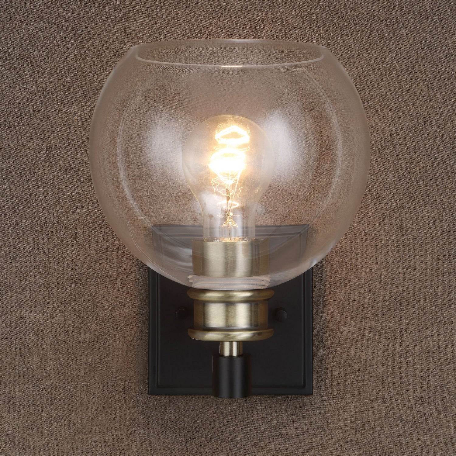 Uttermost - 22552 - One Light Wall Sconce - Kent - Black & Plated Antique Brass