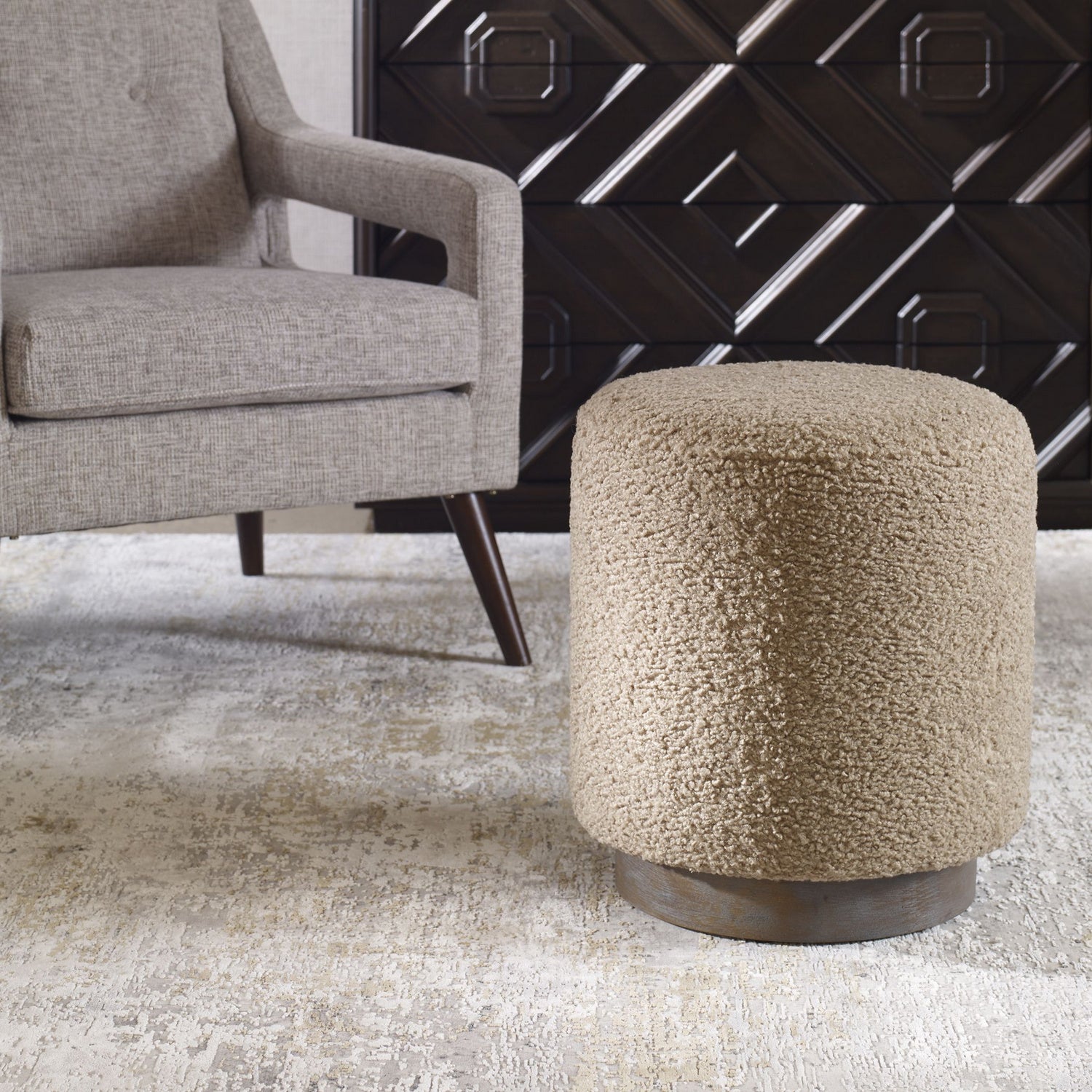 Uttermost - 23714 - Ottoman - Avila - Natural Walnut Stained Oak