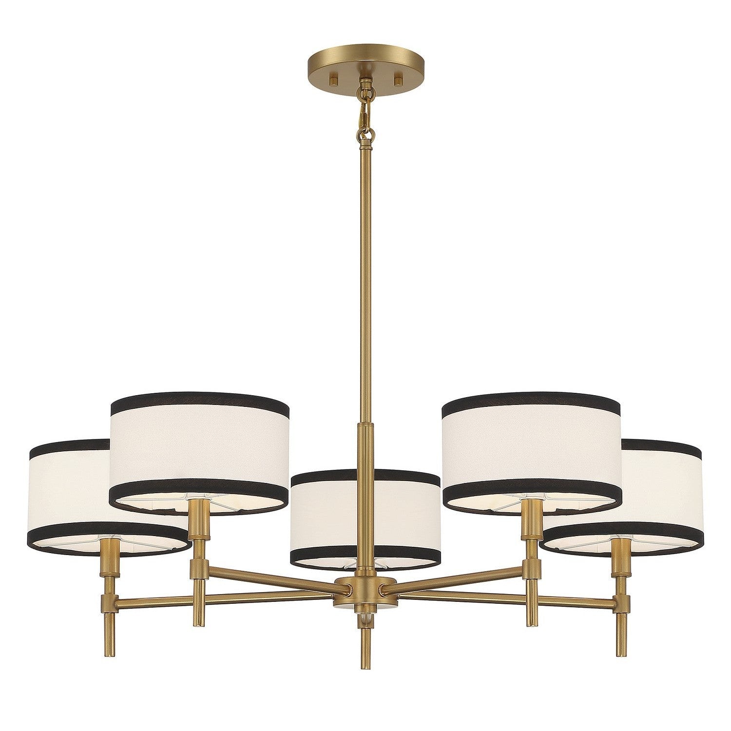 Meridian - M10011NB - Five Light Chandelier - Natural Brass