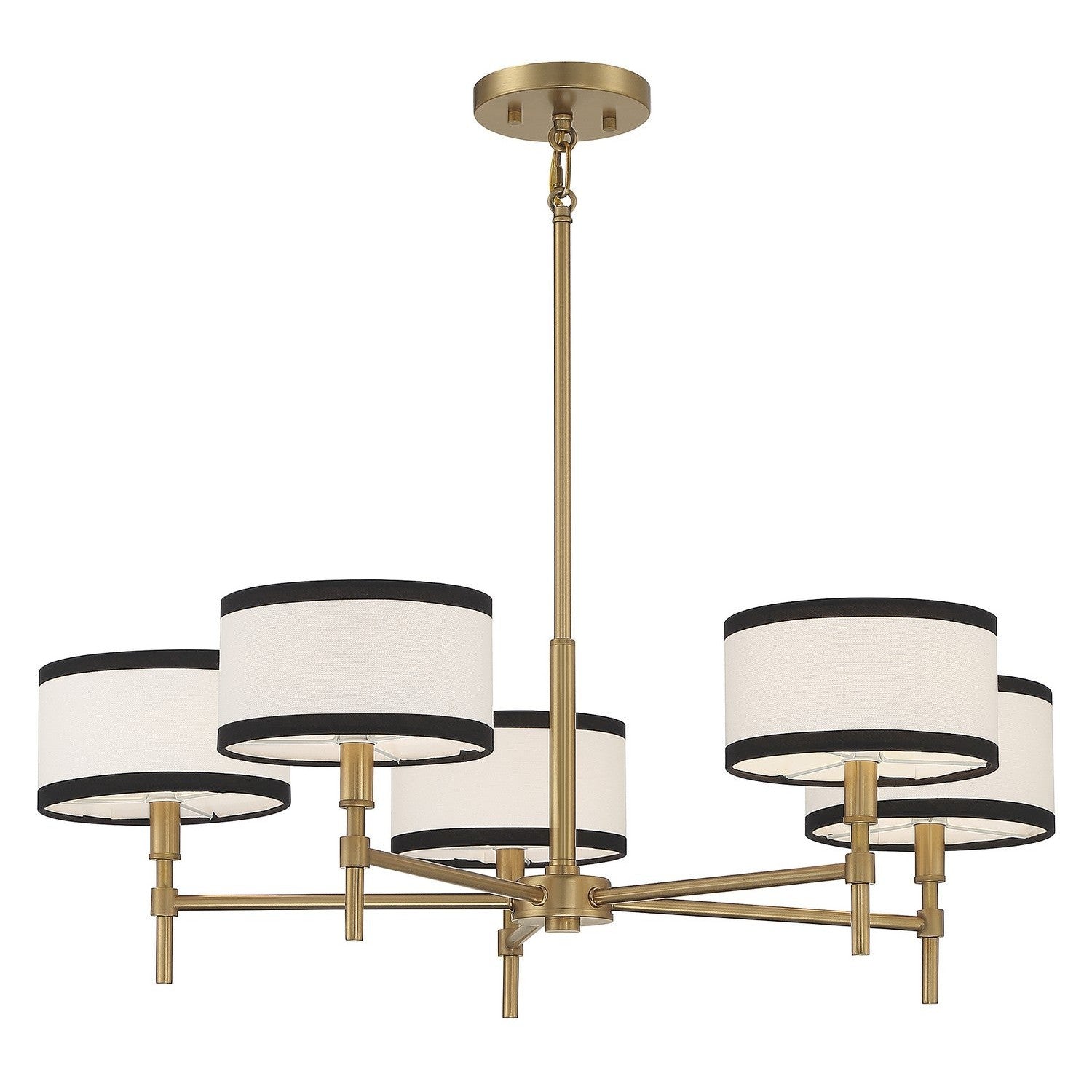 Meridian - M10011NB - Five Light Chandelier - Natural Brass