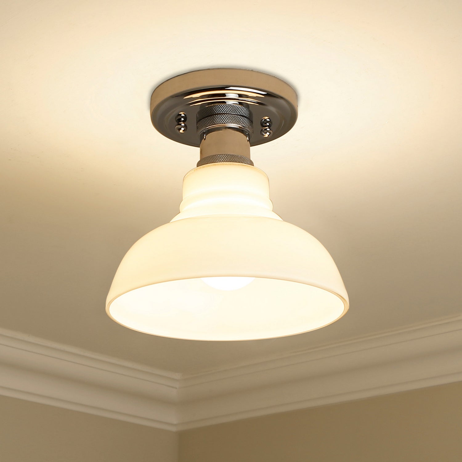 Golden - 0305-FM CH-VMG - One Light Flush Mount - Carver - Chrome