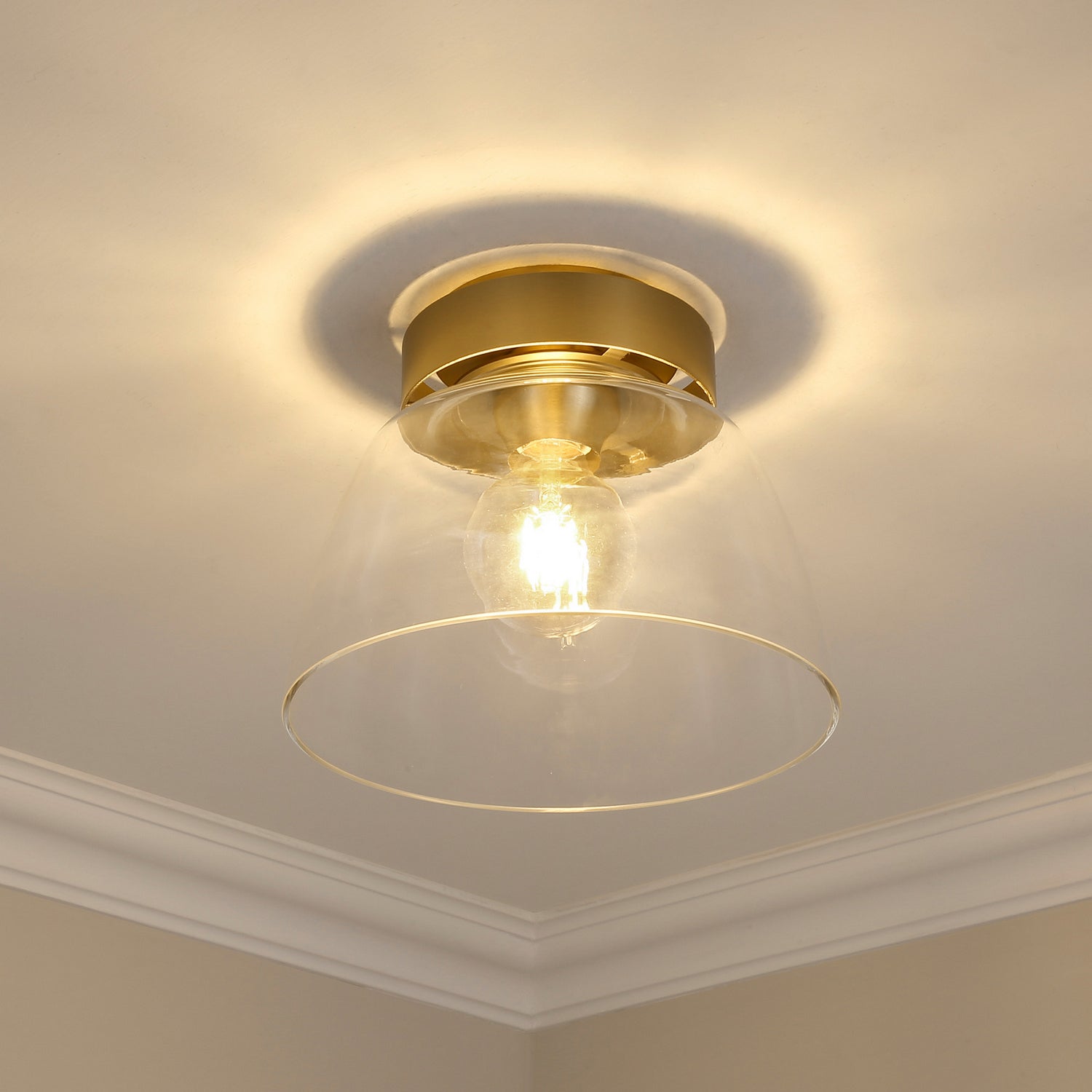 Golden - 0314-FM10 BCB-CLR - One Light Flush Mount - Remy - Brushed Champagne Bronze