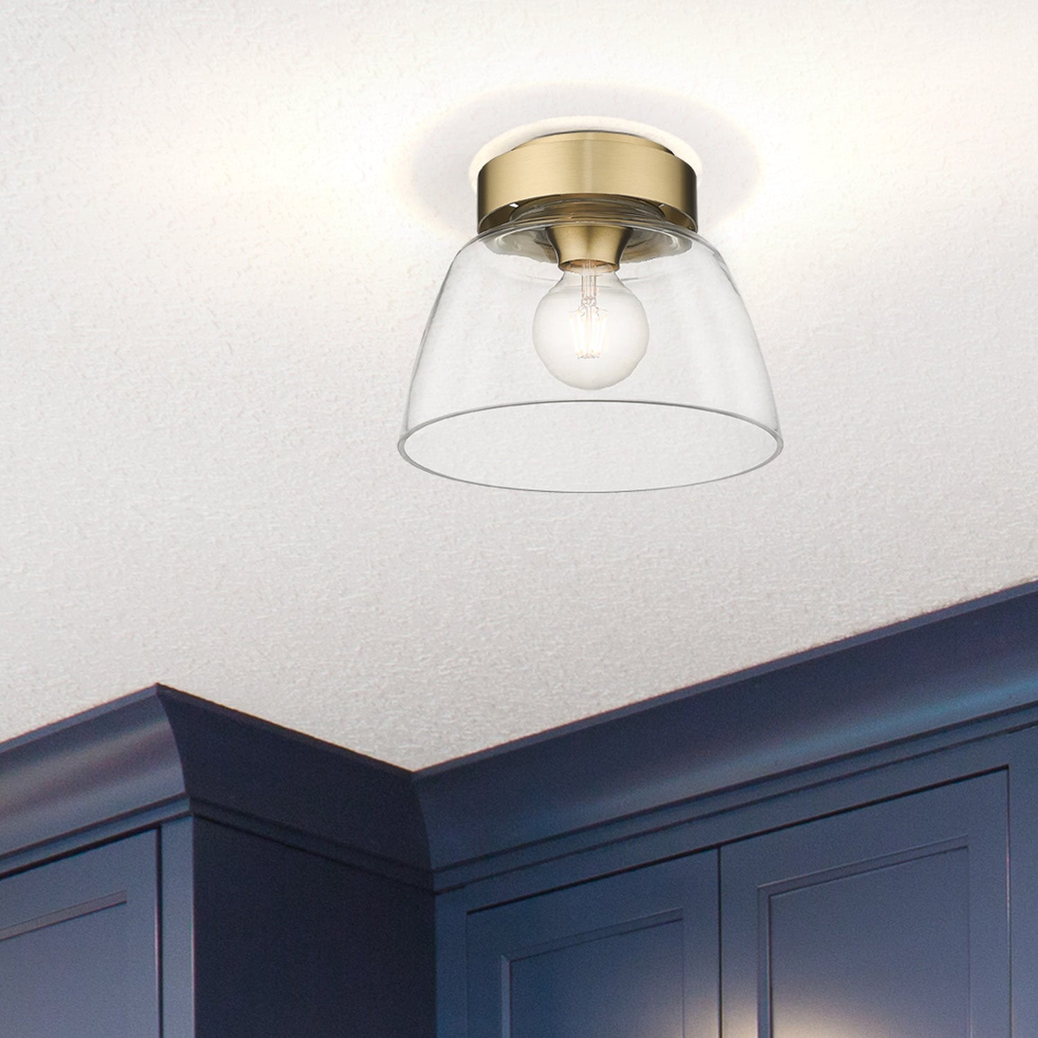 Golden - 0314-FM10 BCB-CLR - One Light Flush Mount - Remy - Brushed Champagne Bronze