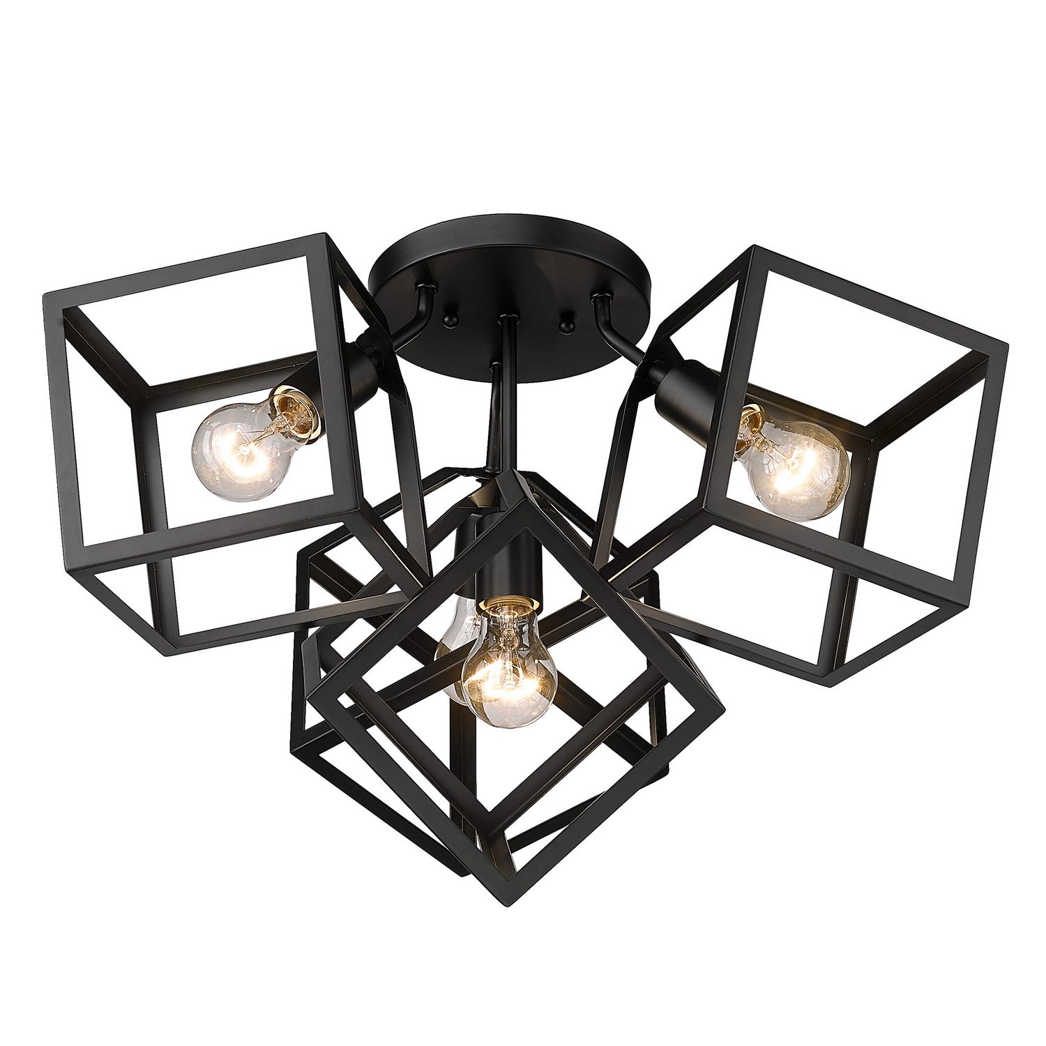Golden - 2086-4SF BLK - Four Light Semi-Flush Mount - Cassio - Matte Black