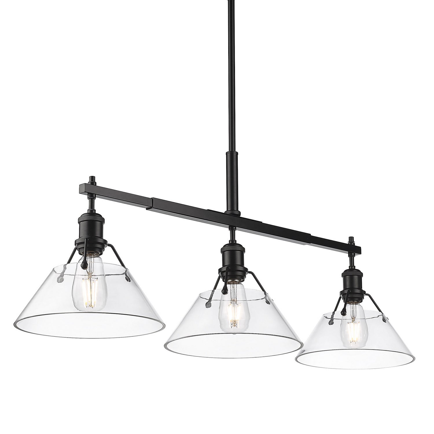 Golden - 3306-LP BLK-CLR - Three Light Linear Pendant - Orwell - Matte Black