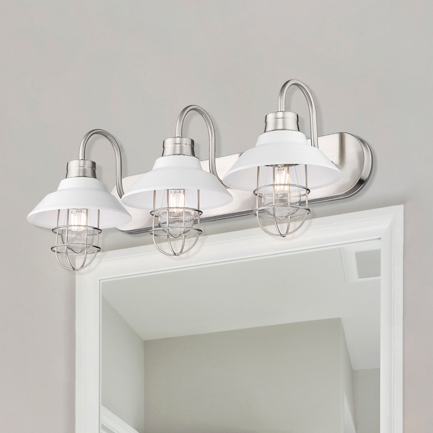 Golden - 3320-BA3 PW-WHT - Three Light Bath Vanity - Lana - Pewter