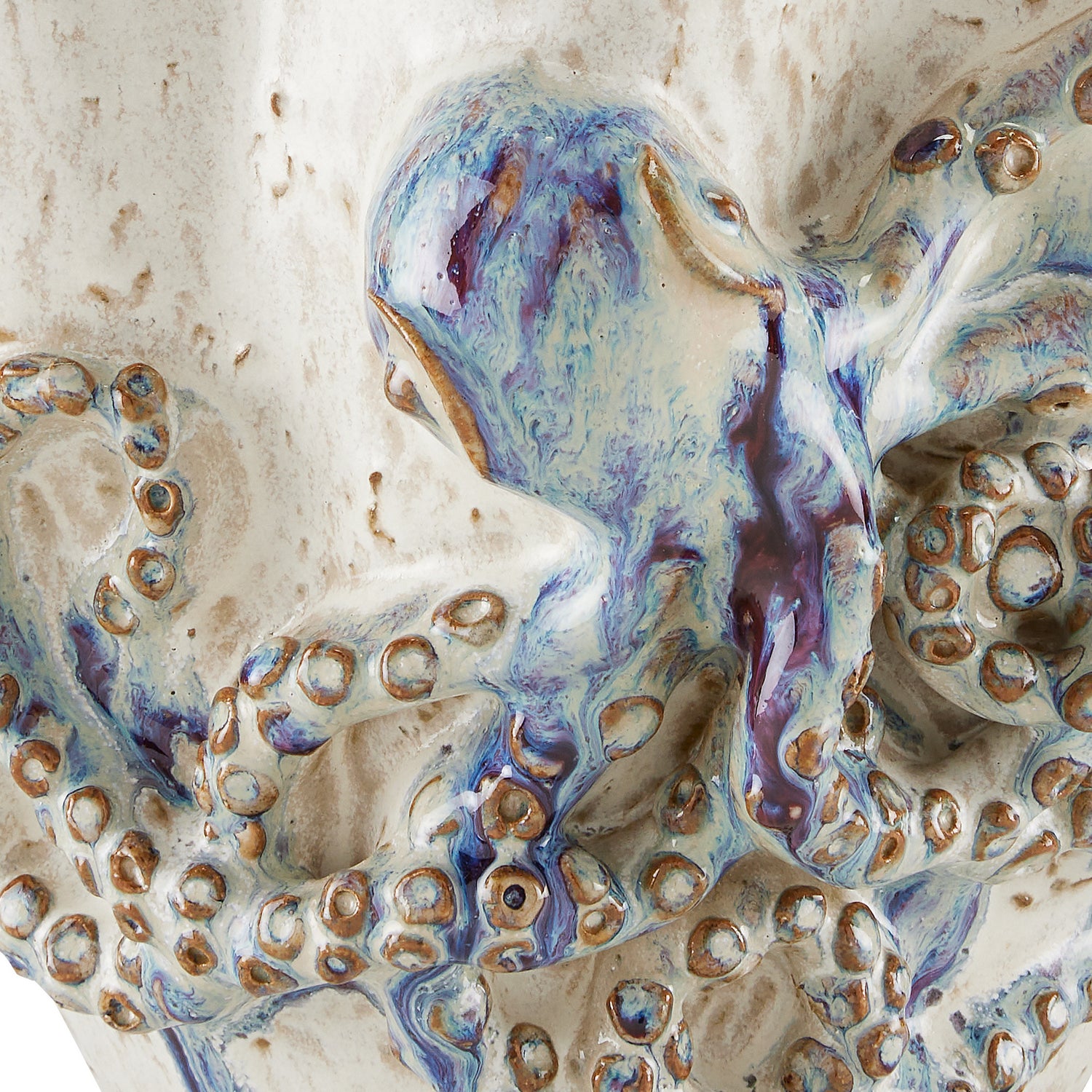 Currey and Company - 1200-0542 - Vase - Octopus Collection - Cream/Reactive Blue
