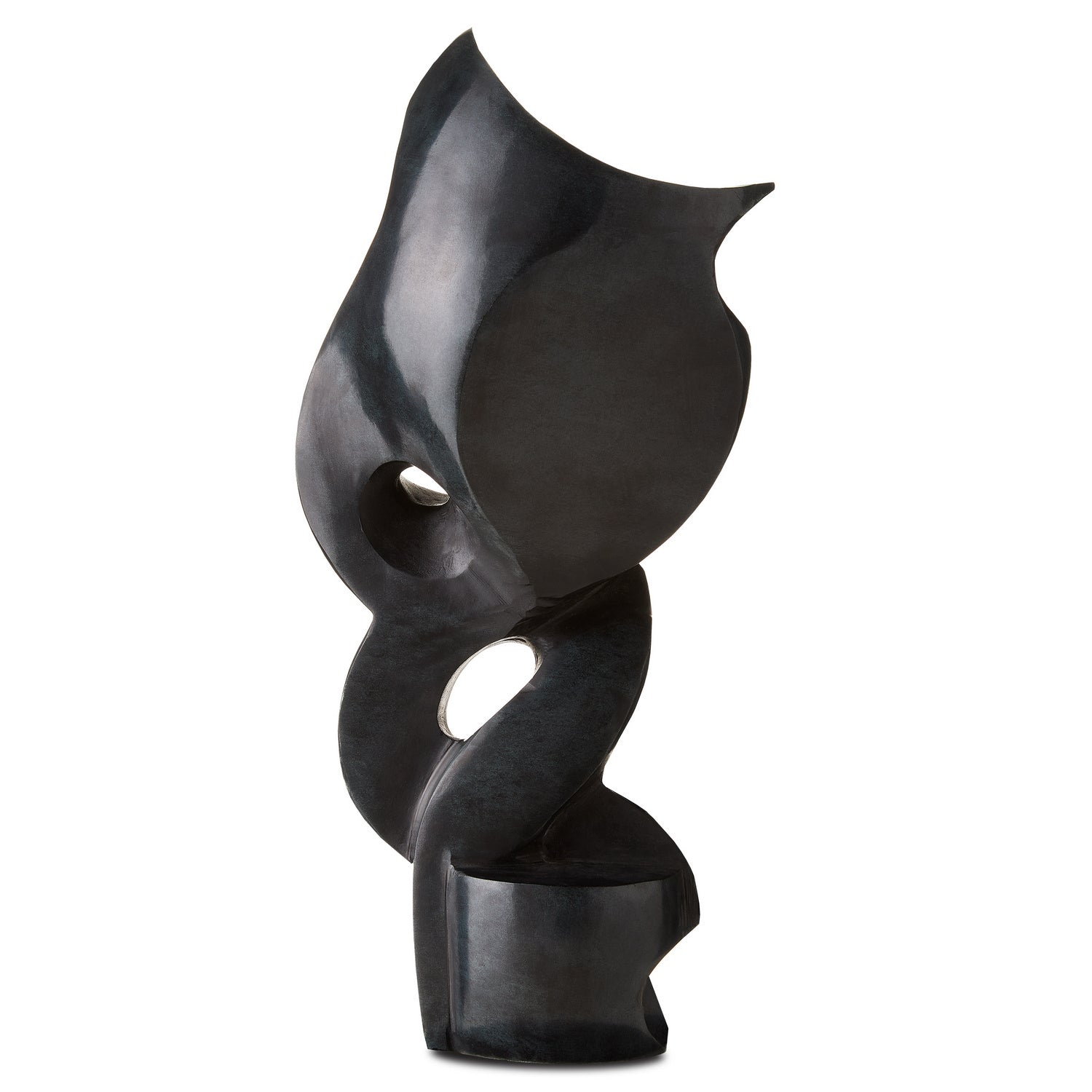 Currey and Company - 1200-0596 - Sculpture - Roland Black Marble Abstract Sculpture - Polished Gray
