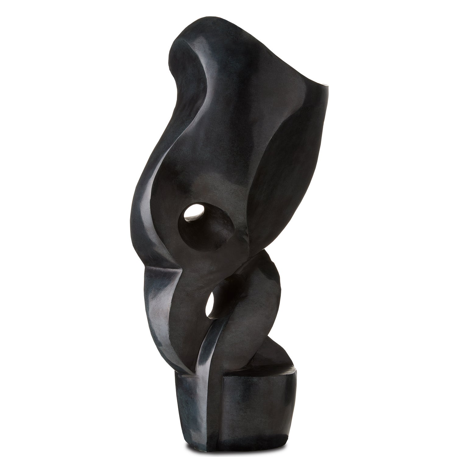 Currey and Company - 1200-0596 - Sculpture - Roland Black Marble Abstract Sculpture - Polished Gray