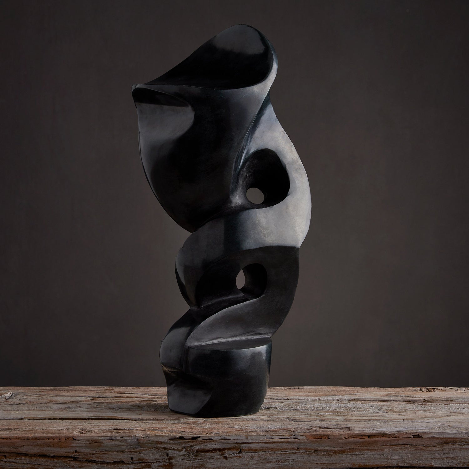 Currey and Company - 1200-0596 - Sculpture - Roland Black Marble Abstract Sculpture - Polished Gray