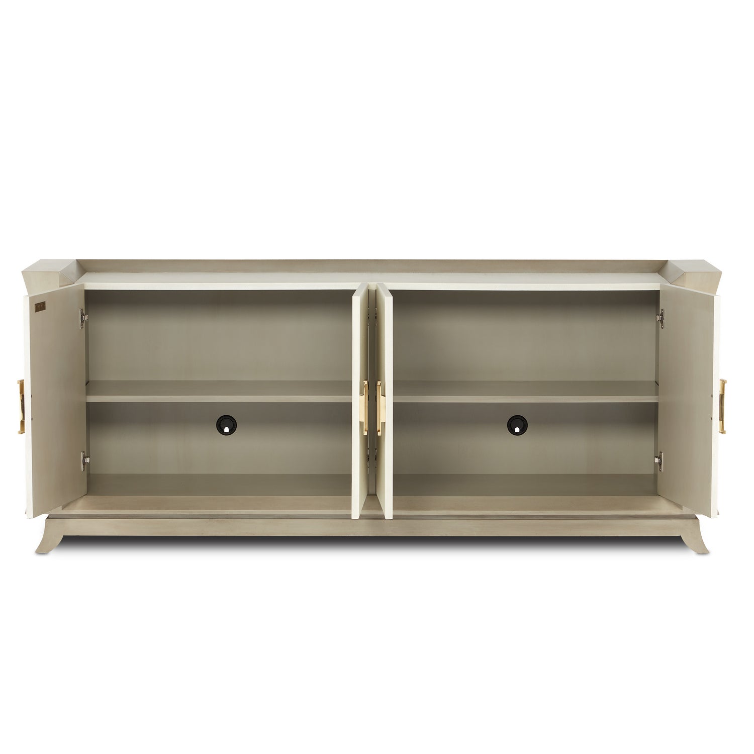 Currey and Company - 3000-0212 - Credenza - Koji Collection - Oyster Gray/Cream/Brushed Polished Brass