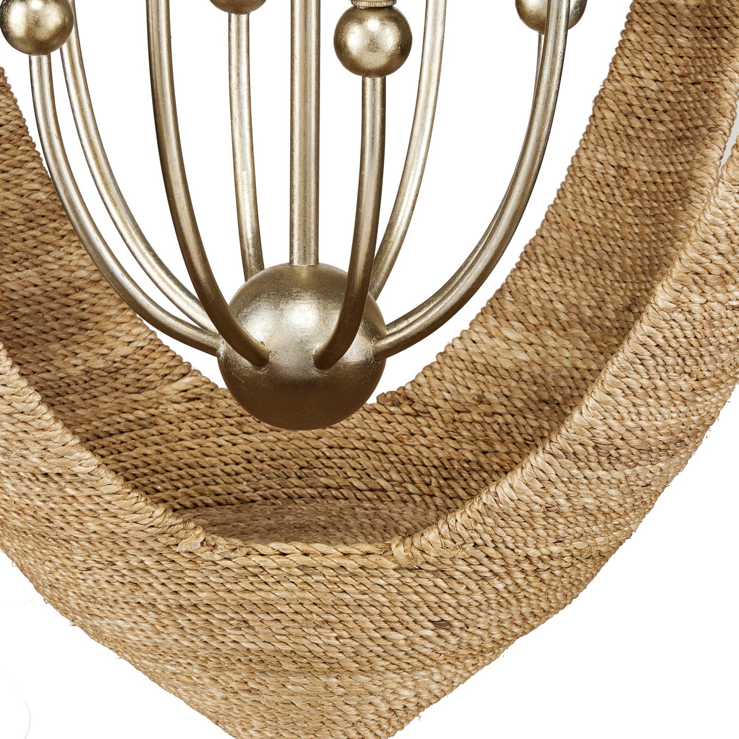 Currey and Company - 9000-0836 - Eight Light Chandelier - Menorca Collection - Contemporary Silver Leaf/Smokewood/Natural Rope