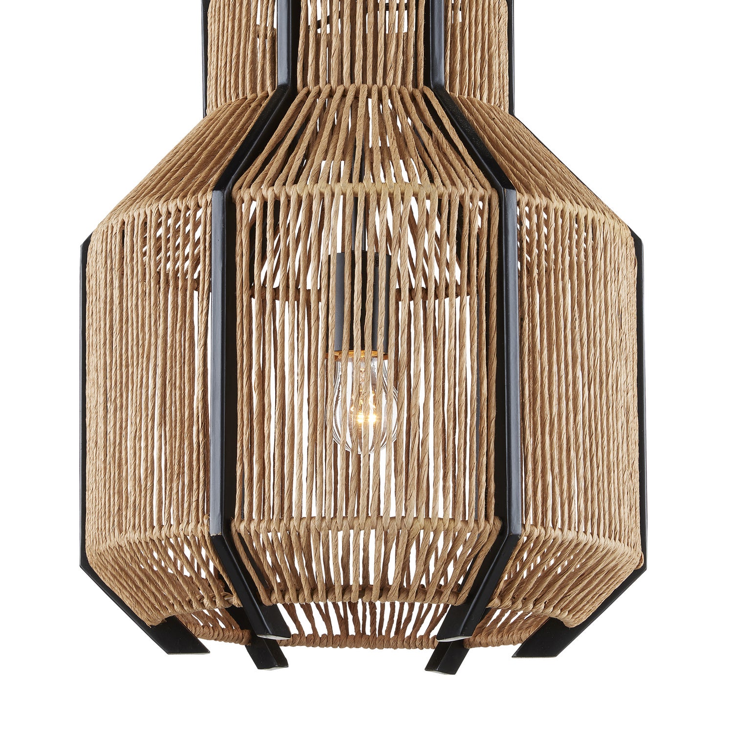 Currey and Company - 9000-0922 - One Light Pendant - Mali Collection - Satin Black/Natural