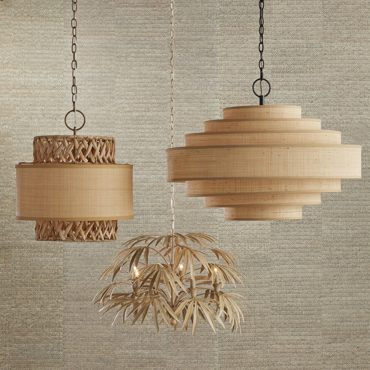 Currey and Company - 9000-0926 - Four Light Pendant - Isola Collection - Khaki/Natural