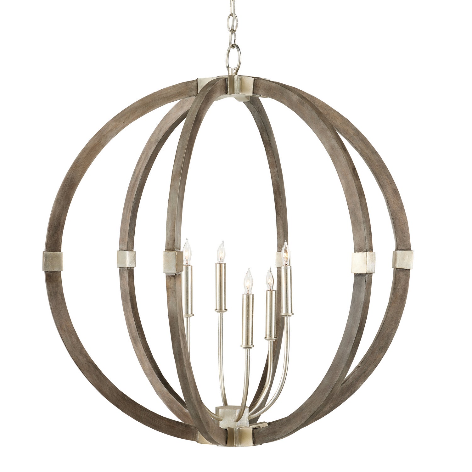 Currey and Company - 9000-0941 - Six Light Chandelier - Bastian Collection - Contemporary Silver Leaf/Chateau Gray