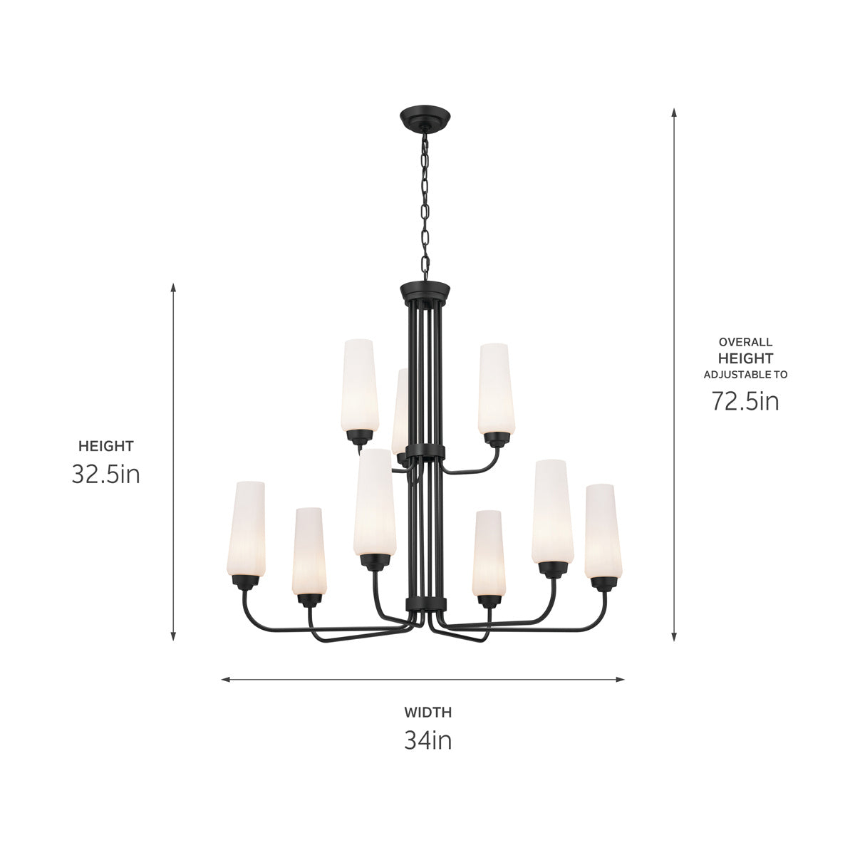 Kichler - 52482BK - Nine Light Chandelier - Truby - Black