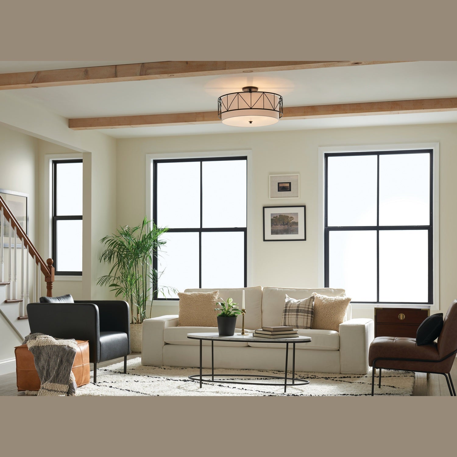 Kichler - 52076BK - Four Light Semi Flush Mount - Birkleigh - Black