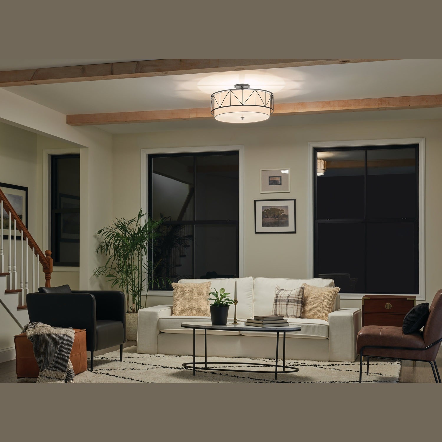 Kichler - 52076BK - Four Light Semi Flush Mount - Birkleigh - Black