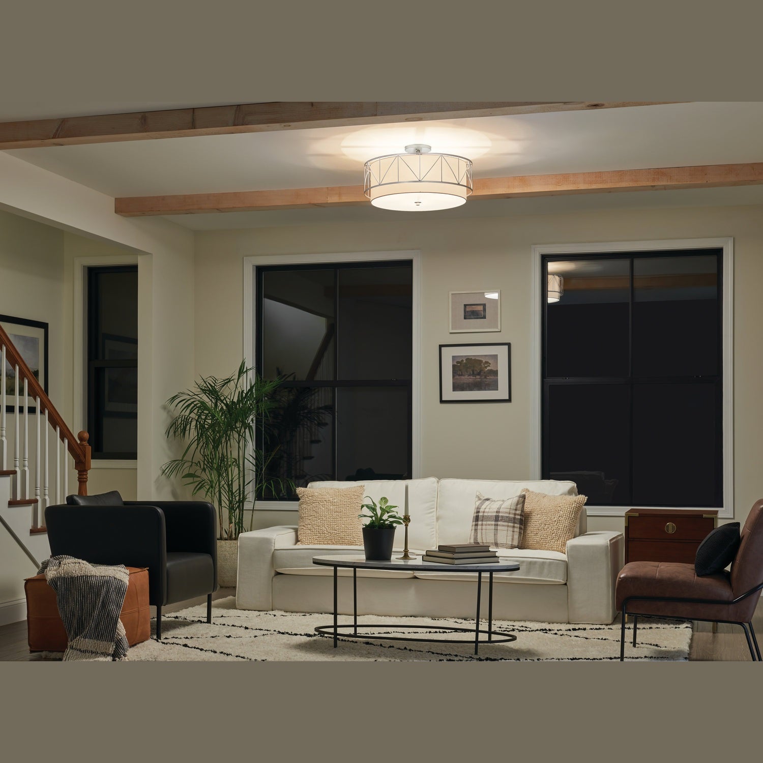 Kichler - 52076SN - Four Light Semi Flush Mount - Birkleigh - Satin Nickel