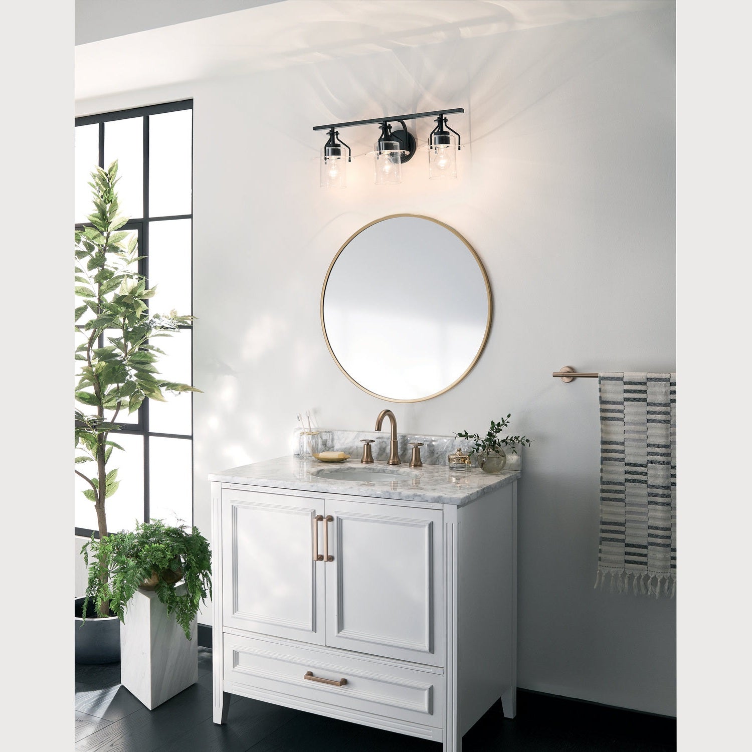 Kichler - 55079BK - Three Light Bath - Everett - Black