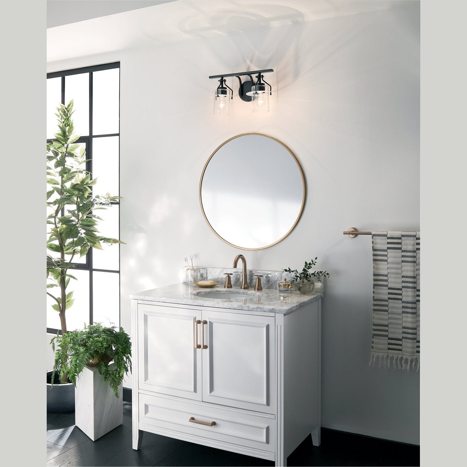 Kichler - 55078BK - Two Light Bath - Everett - Black