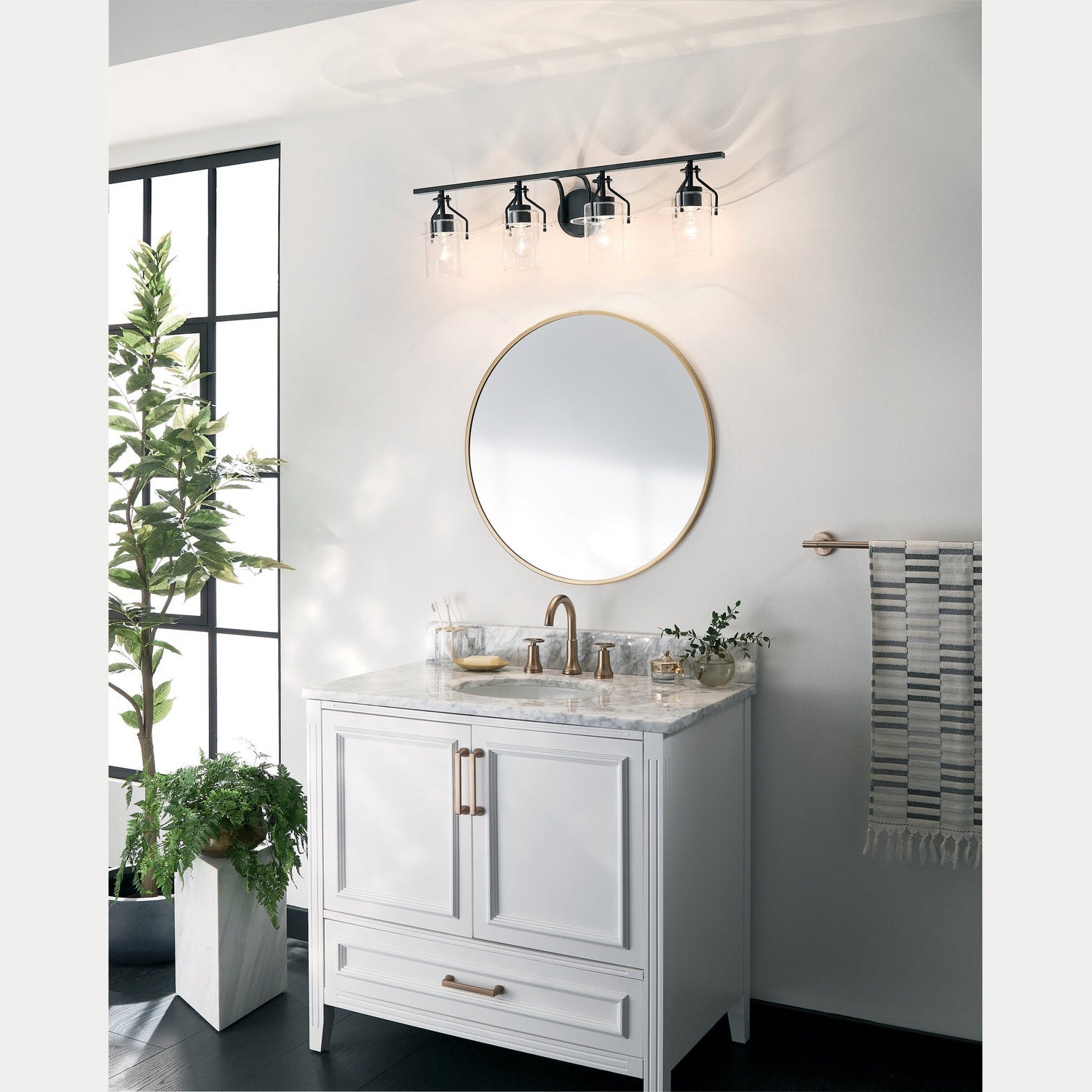 Kichler - 55080BK - Four Light Bath - Everett - Black