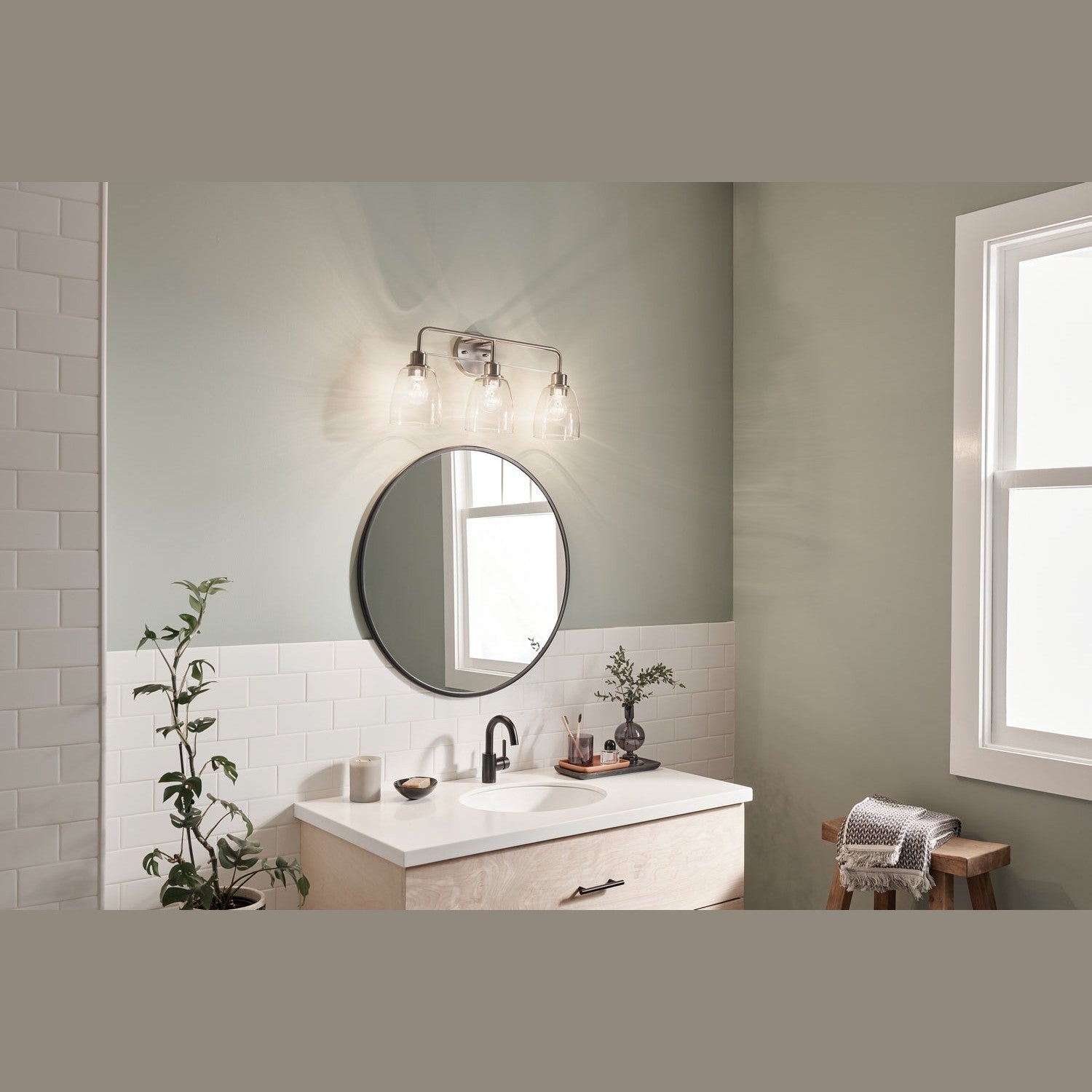 Kichler - 55102NI - Three Light Bath - Meller - Nickel Textured
