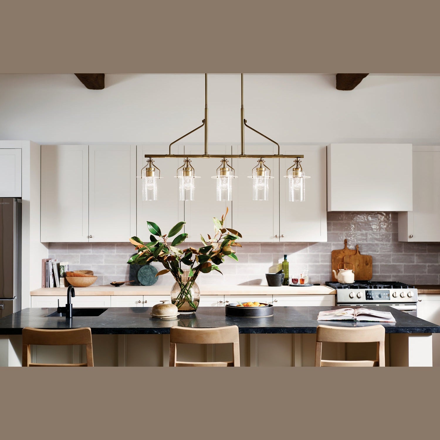 Kichler - 52379NBR - Five Light Linear Chandelier - Everett - Brushed Brass