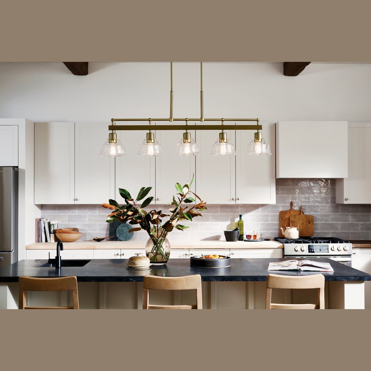 Kichler - 52404BNB - Five Light Linear Chandelier - Eastmont - Brushed Brass