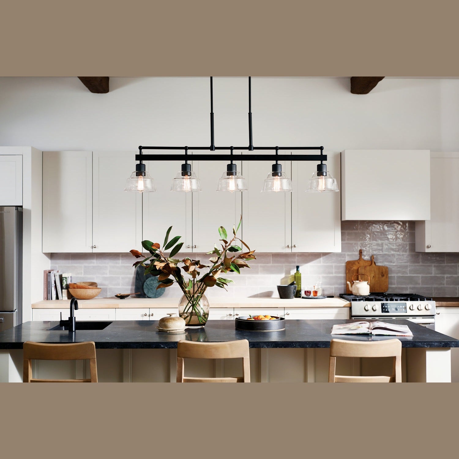 Kichler - 52404BK - Five Light Linear Chandelier - Eastmont - Black