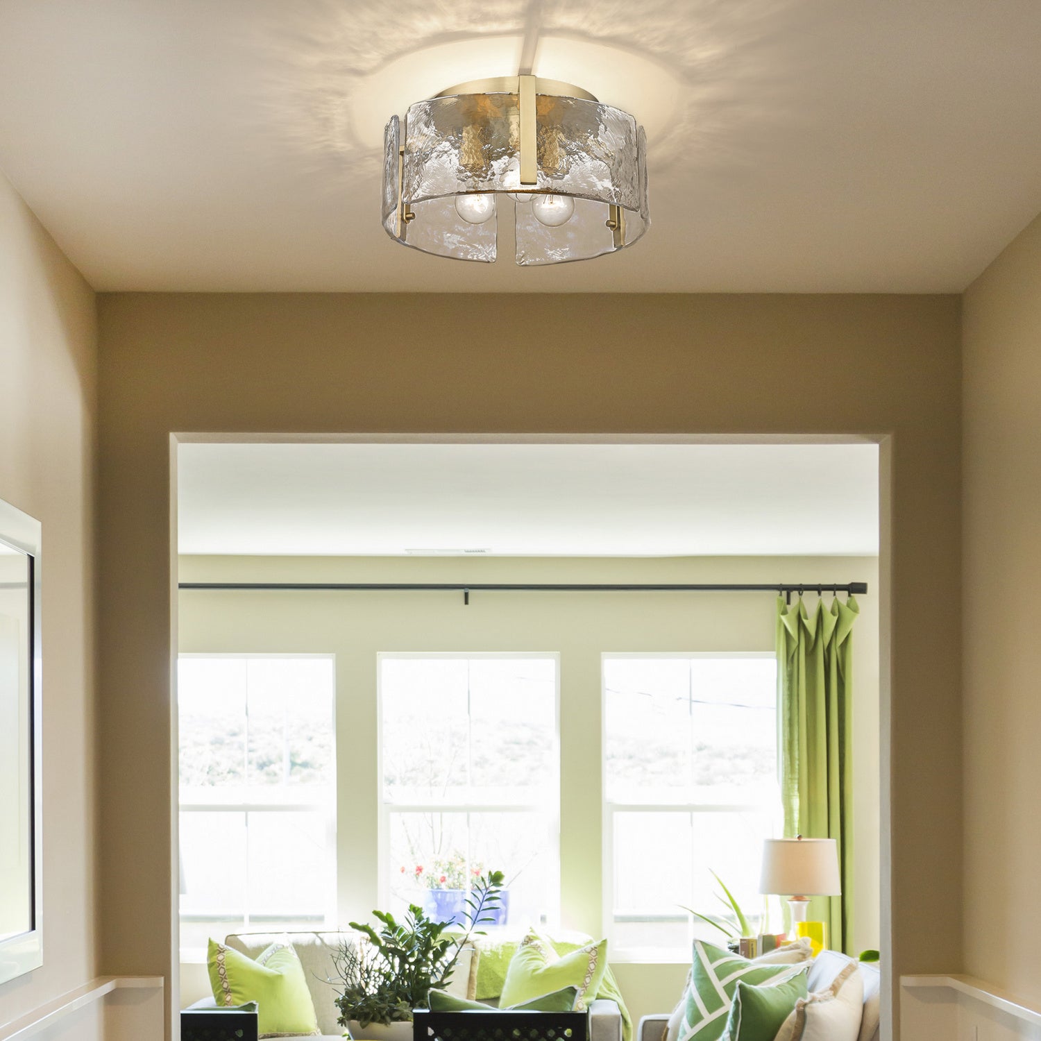 Golden - 3164-FM BCB-HWG - Three Light Flush Mount - Aenon - Brushed Champagne Bronze