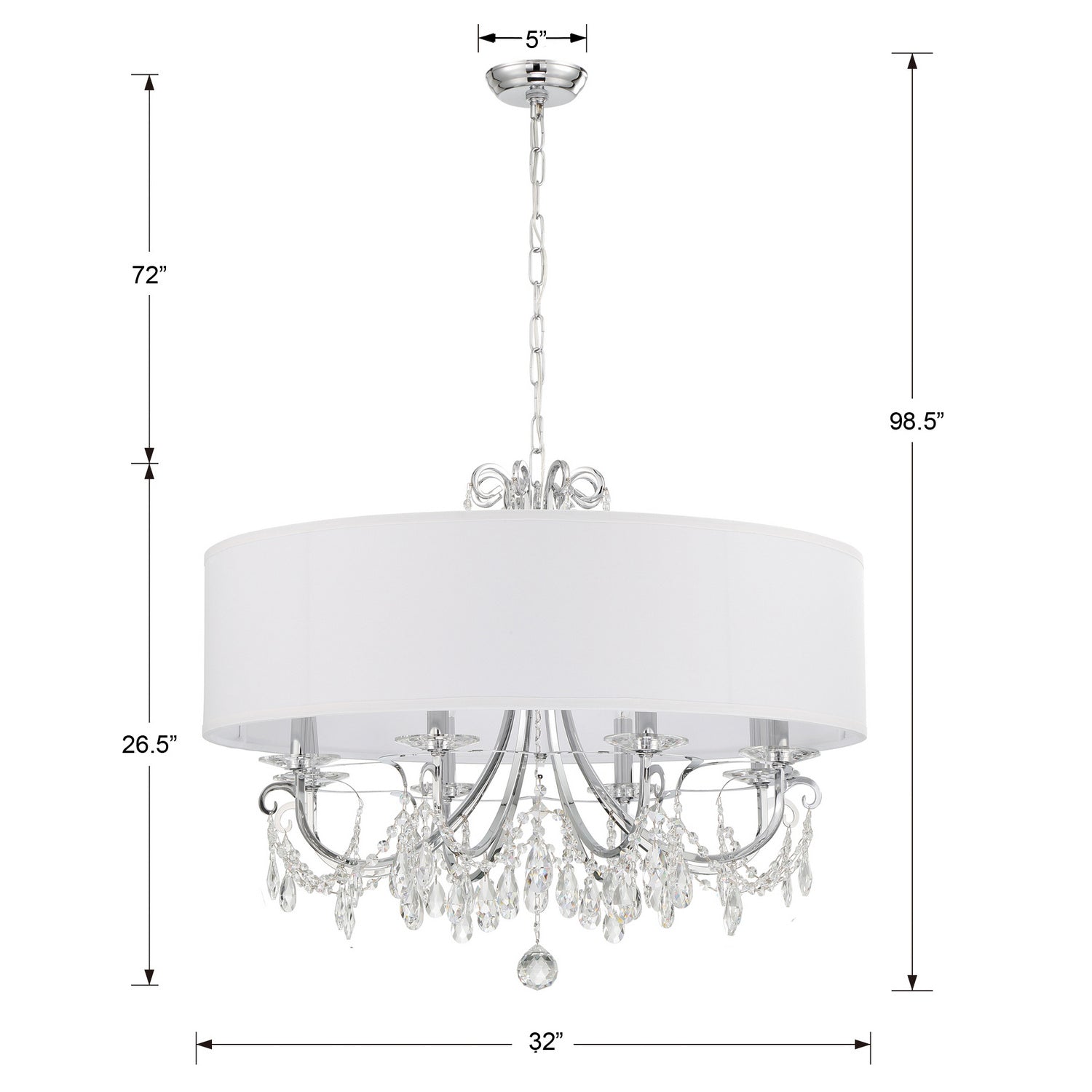 Crystorama - 6628-CH-CL-MWP - Eight Light Chandelier - Othello - Polished Chrome