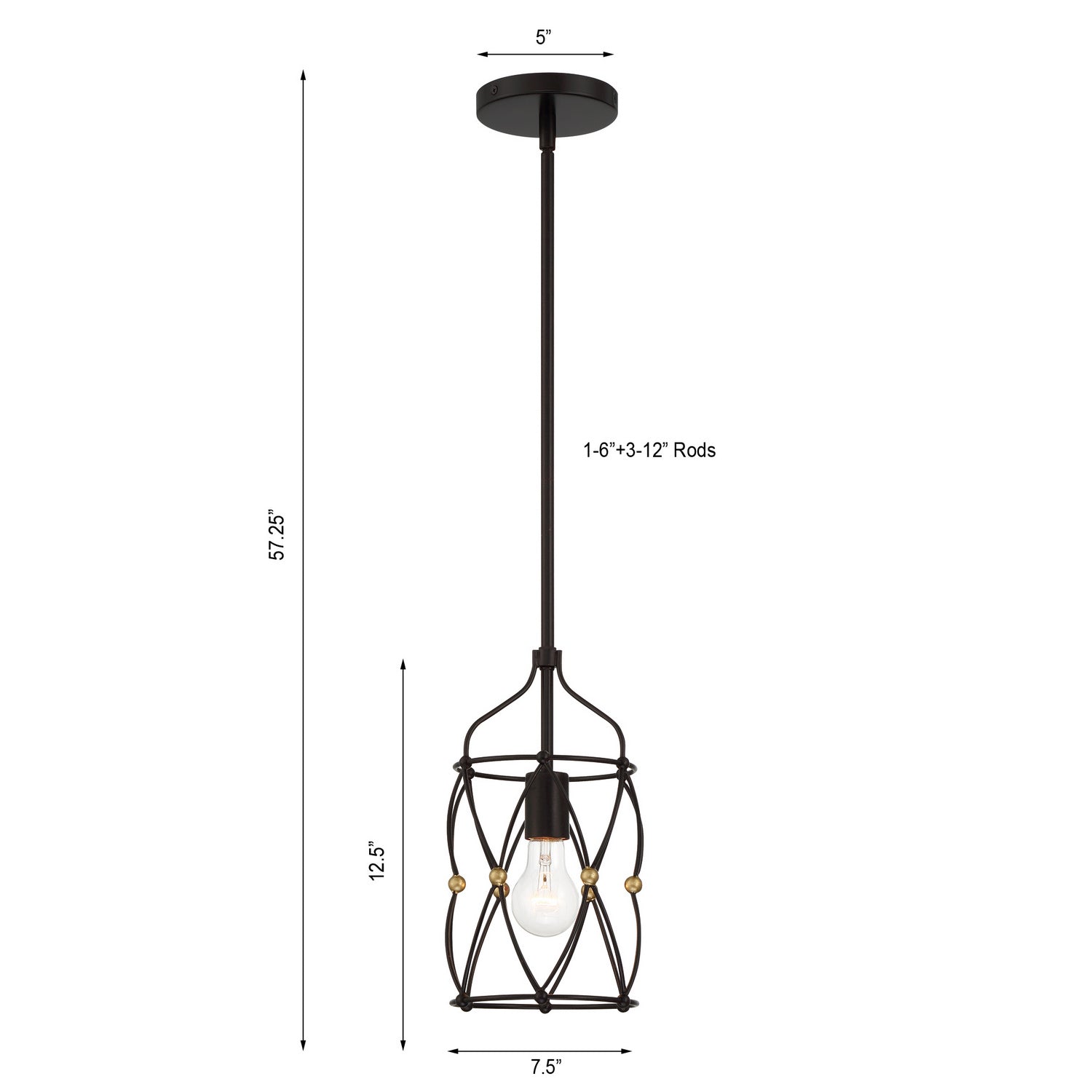 Crystorama - ZUC-A9031-EB-GA - One Light Pendant - Zucca - English Bronze + Antique Gold