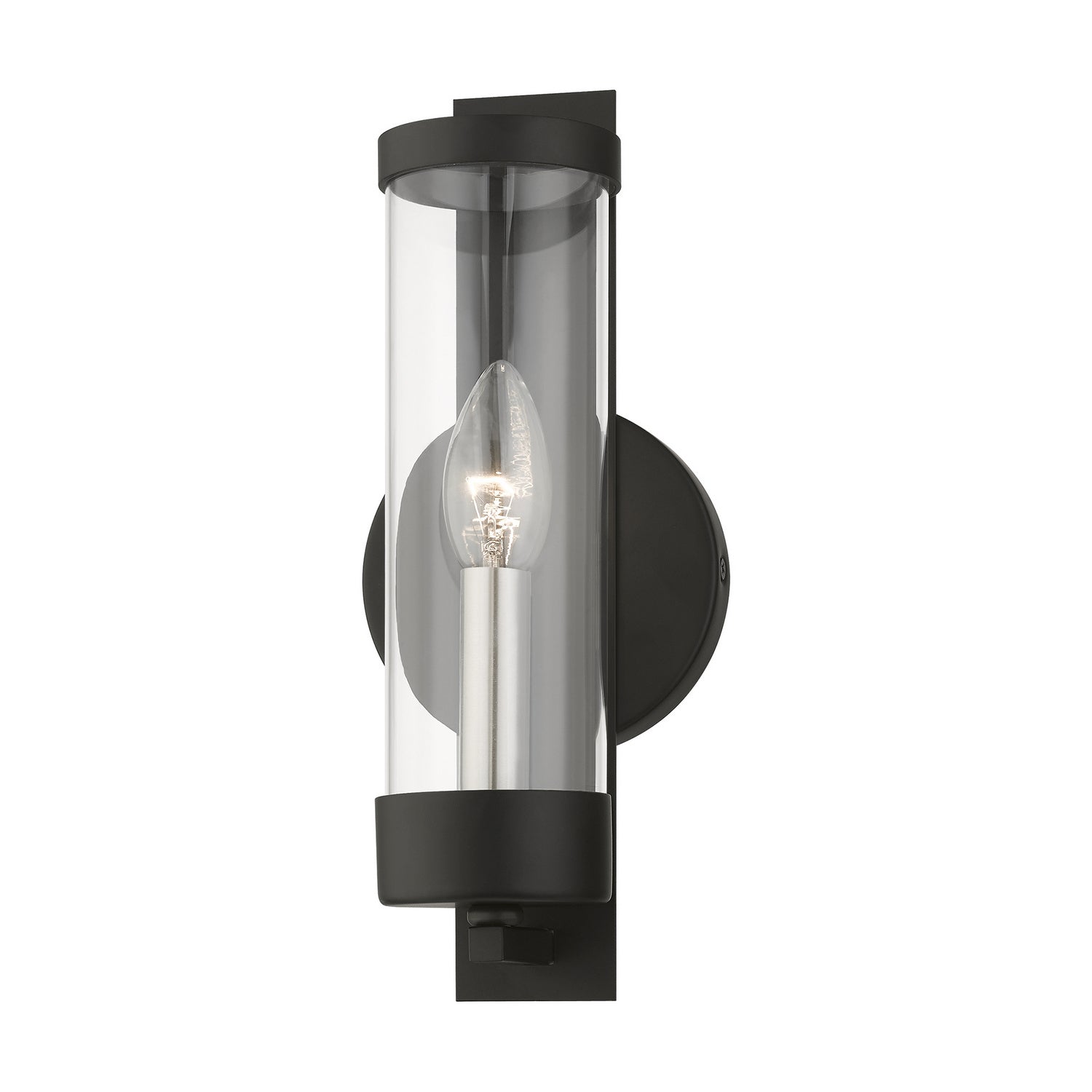 Livex Lighting - 10141-04 - One Light Wall Sconce - Castleton - Black w/Brushed Nickel Candle