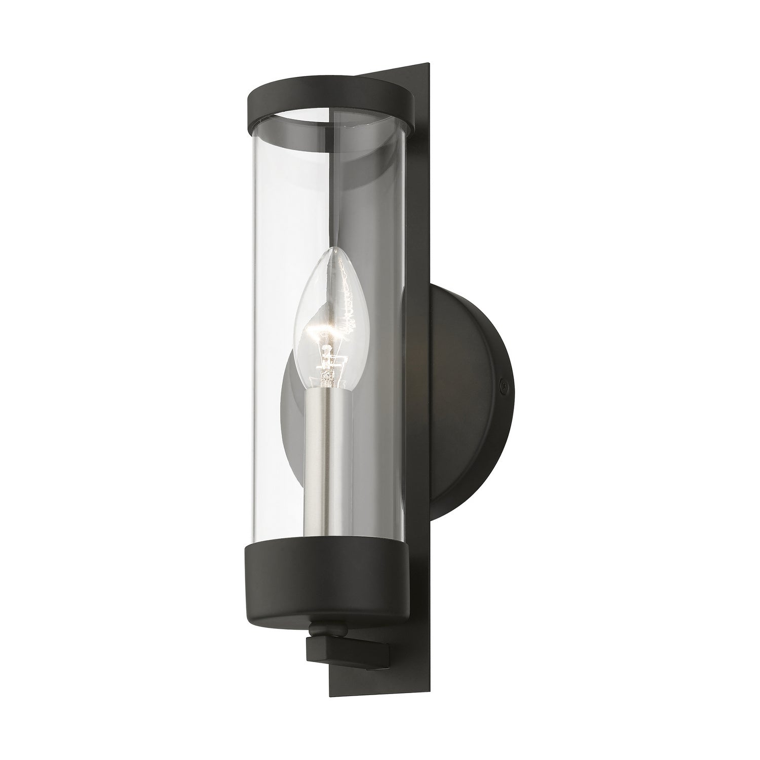 Livex Lighting - 10141-04 - One Light Wall Sconce - Castleton - Black w/Brushed Nickel Candle