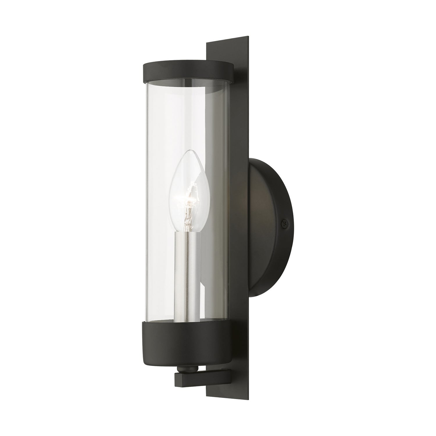 Livex Lighting - 10141-04 - One Light Wall Sconce - Castleton - Black w/Brushed Nickel Candle