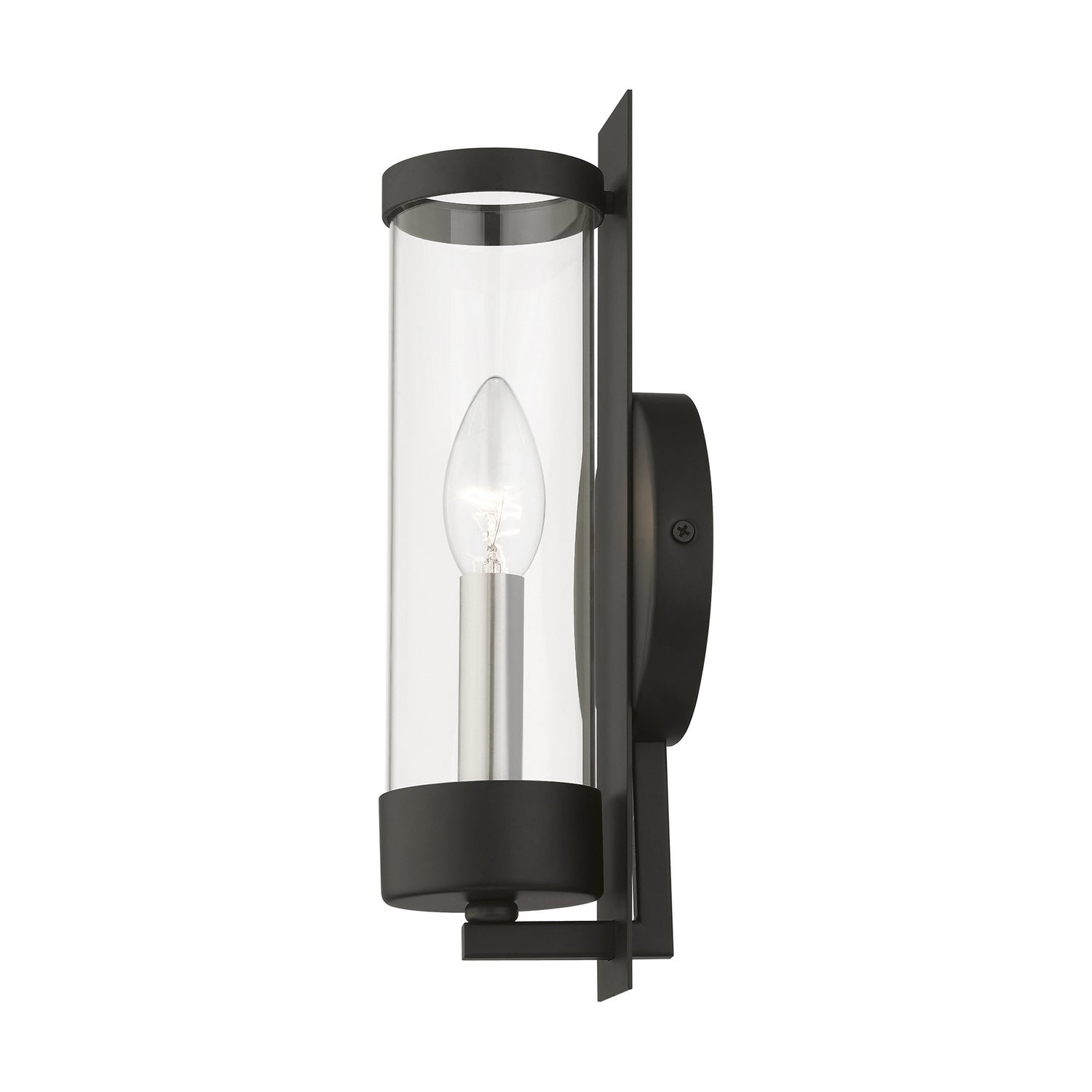 Livex Lighting - 10141-04 - One Light Wall Sconce - Castleton - Black w/Brushed Nickel Candle