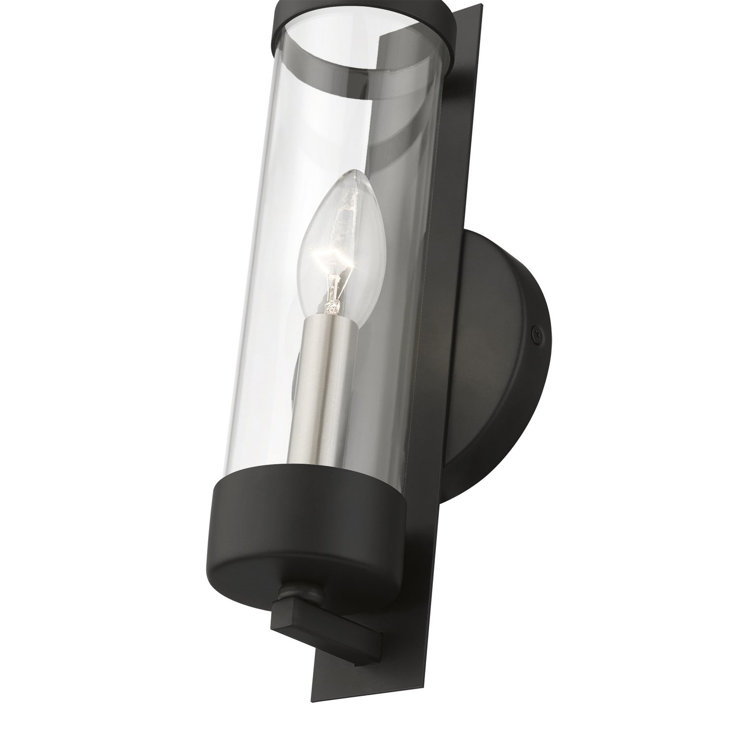 Livex Lighting - 10141-04 - One Light Wall Sconce - Castleton - Black w/Brushed Nickel Candle