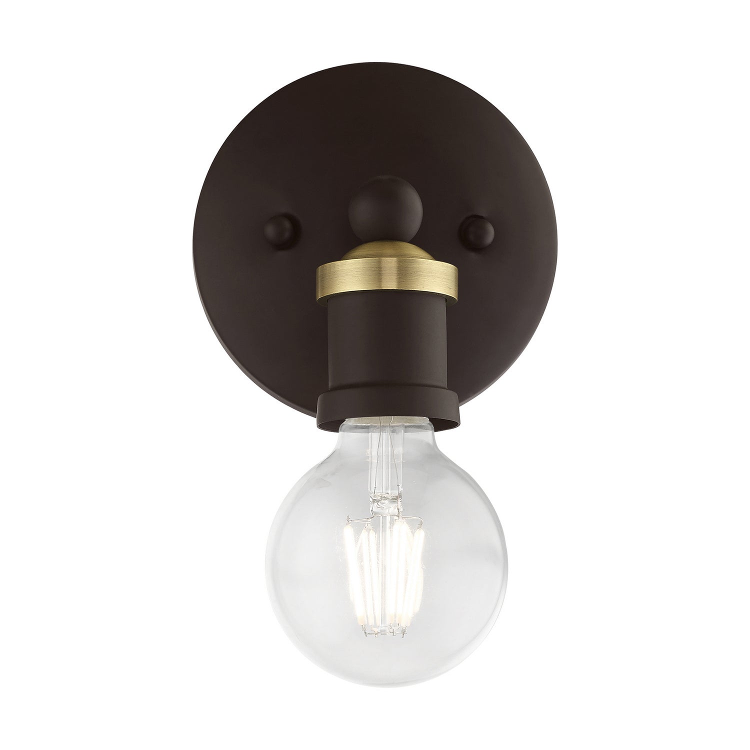 Livex Lighting - 14420-07 - One Light Vanity Sconce - Lansdale - Bronze w/Antique Brass